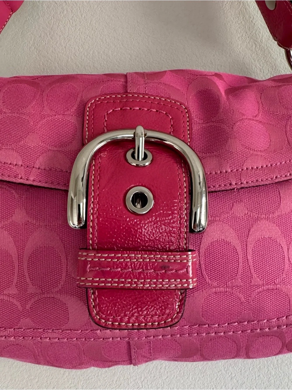 Vintage Y2K Hot Pink Coach Signature Soho Buckle Shoulder Bag
